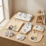 newborn baby gift set peach funday 9 piece 100% cotton azo-free mama's care india