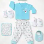 newborn baby gift set 9 piece sky blue 100% cotton azo-free lab tested 0-6 months mama's care india